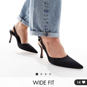 ASOS DESIGN wide fit Samber 2 slingback stiletto heels in black